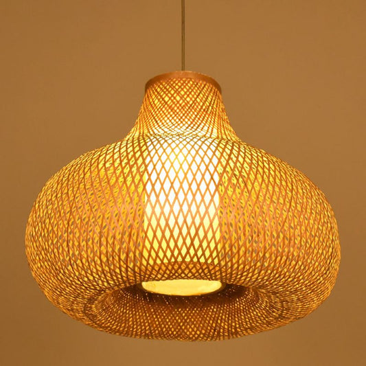 Artisan Woven Bamboo Lampshade – Organic Texture with Captivating Shadow Play