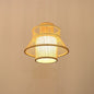 Boho Bamboo Pendant Light – Textured Natural Shade with Dimmable Warm Light
