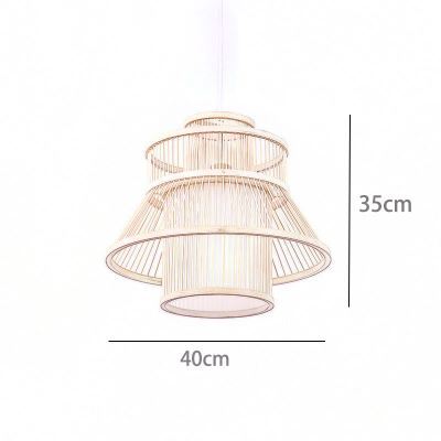 Boho Bamboo Pendant Light – Textured Natural Shade with Dimmable Warm Light