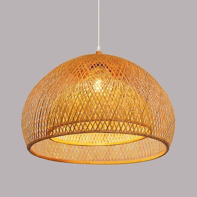 Natural Bamboo Drum Lampshade – Modern Boho Pendant Light Conversion