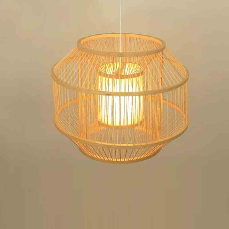 Artisan Woven Bamboo Lampshade – Textured Organic Shade with Warm Dappled Glow