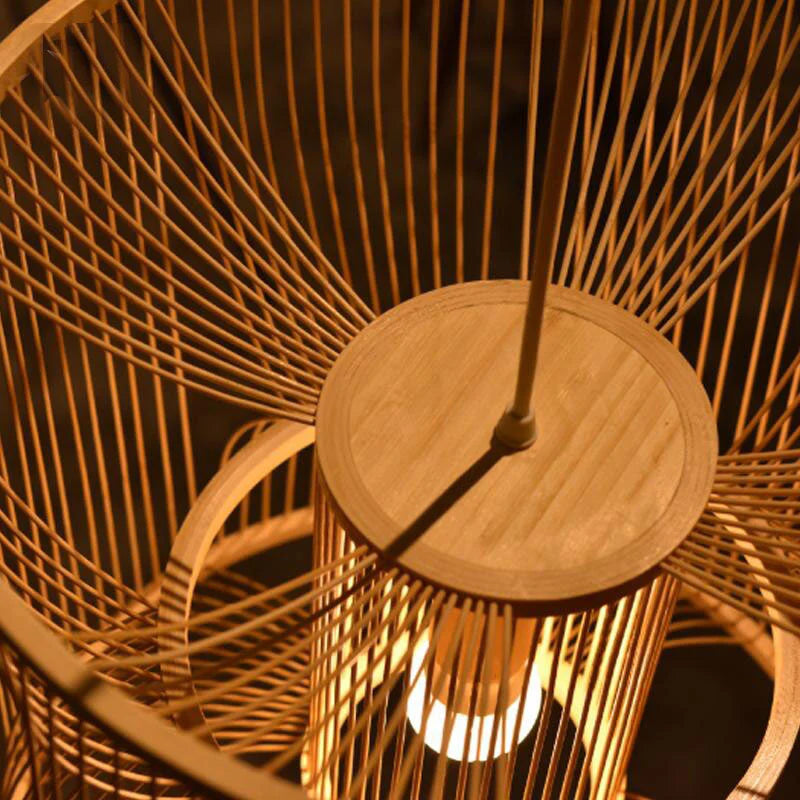 Bamboo stick hanging lampshead