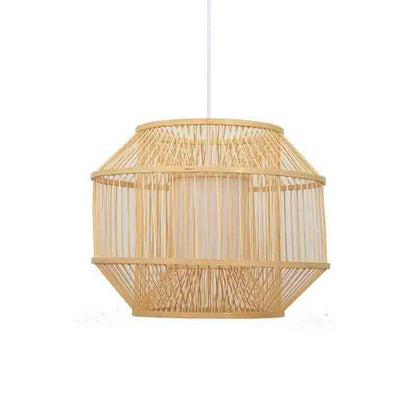 Artisan Woven Bamboo Lampshade – Textured Organic Shade with Warm Dappled Glow