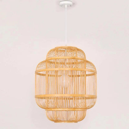 Handwoven Bamboo Lampshade – Natural Rattan Drum Shade for Pendant & Hanging  Lamps
