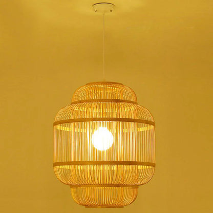 Handwoven Bamboo Lampshade – Natural Rattan Drum Shade for Pendant & Hanging  Lamps